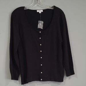 Apt. 9 Black Button-Front Women's Cardigan